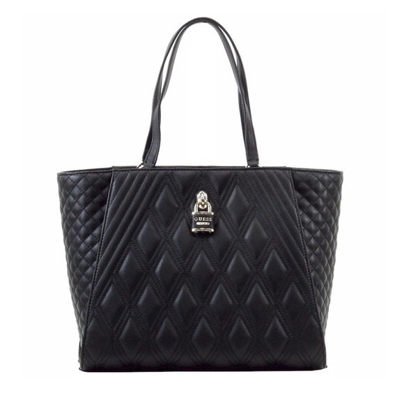 Guess Handbags - GUESS Shea Quilted Black Tote Bag (EUC)